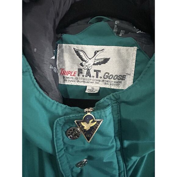 Vintage Triple FAT Goose Down Green Insulated Coat Jacket Size XL 1990s 62897 - Picture 7 of 16